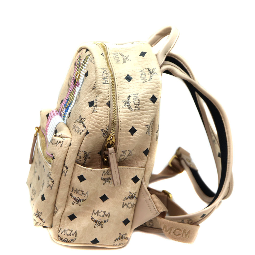 Mcm Rait Stark Logogram Backpack Leather Ivory Wh… - image 4